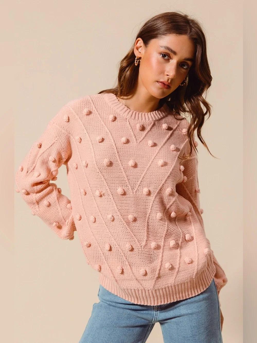SO ME Pom Pom Textured Knit Sweater Top - Picture 9 of 11